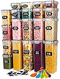 YOCOLE 20er Vorratsdosen mit Deckel, Aufbewahrungsbox Küche Luftdicht aus Plastik, Vorratsbehälter Set Kitchen Organizer für Spaghetti Müsli Mehl Cornflakes (2.8L 2L 1.4L 0.8L 0.52L)