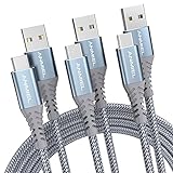 USB C kabel[1M+1M+2M] ANMIEL 3A Schnellladekabel,USB A auf Typ C Ladekabel Kompatibel mit Samsung Galaxy A10e A20 A50 A51 A71,S20 S10 S9 S8 Plus S10E, Note 20 10 9 8,Moto G7 G8