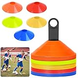 XMTECH Fussball Hütchen Set 50er Markierungshütchen, Markierteller Sport Markierungsteller Markierungskegel Koordination Trainingszubehörfür Fußball, Tennis, Hockey, Handball, Leichtathletik Training