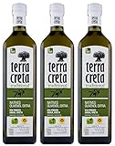 Terra Creta Olivenöl 3x 1,0l | P.D.O. Kolymvari | Extra natives Olivenöl von Kreta | + 1 x 20ml Olivenöl'ElaioGi' aus Griechenland