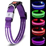 MELERIO LED Leuchthalsband Hundehalsband USB Wiederaufladbar Wasserdicht Halsband Hund Klein Groß Mittel Super Helle Sicherheit