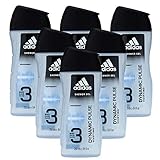 adidas Dynamic Pulse 3in1 Duschgel für Herren mit revitalisierender Wirkung für Körper, Gesicht und Haare, 6er Pack (6 x 250 ml)