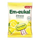 Em-eukal Zitrone Hustenbonbon zuckerfrei 75g – Spritziges Premiumbonbon mit angenehmer Zitrone und kühlendem Menthol – Mit Vitamin C, herrlich erfrischend und fruchtig (1 x 75g)