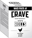 Crave Hundesnacks im Multipack High Protein Rolls mit 100% natürlichem Huhn im Maxi Pack, 8 Packungen (8 x 50 g)