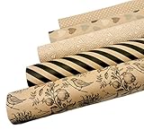 Geschenkpapier Set 5 Rollen je 2m x 70 cm Nature aus Recycling-Papier Nature aus Recycling-Papier - Geburtstagspapier Kraftpapier Geschenkverpackung für Geburtstag Papier für Geschenke