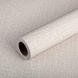 Leinen Textur Tapete Faux Grasdecke Peel Stick Tapete Selbstklebende Tapete Klebrige Wasserdichte Tapete Peel-Stick Abnehmbare Tapete für Schlafzimmer Wohnzimmer Hotel Dekoration (Beige)