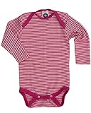 Cosilana, Baby Body Langarm, 70% Wolle, 30% Seide (Pink/Natur, 74-80)