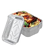 Timisea Grill Aluschalen Grilltropfschalen 50 Stück Einweg Schalen aus Aluminiumfolie Fettauffangschalen Grillschale | Aluschalen Grill 22 * 15 * 5.5cm /1000ml Tropfschalen-Wiederverwendbar