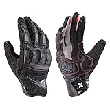 LEXIN Motorrad Herren Handschuhe, Touchscreen Schwarz Handschuhe mit Hardknuckle, Sommer Handschuhe in XL für Motorräder (Schwarz 045, XL)