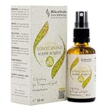 MikroVeda Kleine Auszeit SOMMERWIND 50 ml Sprühflasche aus Glas, veganes bio Refresh Spray zur Konzentrationssteigerung und Entspannung für Auto Büro Zuhause