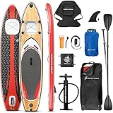 Sportstech Premium 9in1 SUP Board Set + 2in1-Sichtfenster + Kajak-Sitz | Stand Up Paddling Boards aufblasbar | 6 Zoll Dick | Action Cam Holder | Wassersport Stand Up Paddle WBX300/320 | Surfbrett