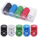 100 Stück Pokerkoffer Deluxe Pokerset Casino Tokens Acryl Poker Lernen Poker Chips Set Mit Box für Counting Marker Poker Chips Roulette Casino Chips Pokerset Pokerchips Keramik