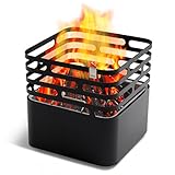 höfats - Cube Feuerkorb - Feuerschale, Feuerstelle, Grill, Hocker und Tisch - für Garten und Terrasse - Edelstahl - schwarz - mit integrierter Löschfunktion