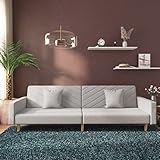 Hommdiy Schlafsofa 2-Sitzer mit 2 Kissen Sofa mit schlaffunktion,Geeignet für Wohnzimmer, Schlafzimmer, HausHellgrau Stoff