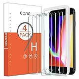 Amazon Brand - Eono 4 Stück Schutzfolie kompatibel mit iPhone 8 Plus und iPhone 7 Plus, 2.5D, 9H, Anti-Kratzen,Hülle Freundllich,mit Schablone