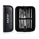 JOLIFILE 9 Stücke Mitesser Entferner Extractor Pinzette Werkzeug, Akne Pickel Extractor Mitesser Removal Tools Kit Behandlung für Makel Risikofreie Nase Gesicht Haut …