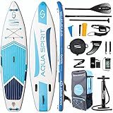 Aqua Spirit Aufblasbares Stand Up Paddle Board SUP Tempo Komplett-Set - 320x81x15cm - Erwachsene Anfänger/Experten - mit Rucksack, Leine, Paddel, Wickelauflage und 2 Jahre Garantie