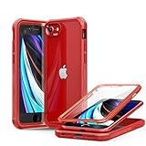 CENHUFO für iPhone SE 2020/SE 2022 Hülle, iPhone 8 Hülle, iPhone 7 Hülle 360 Grad Handyhülle Stoßfest Schutzhülle mit Eingebautem Panzerglas Displayschutz Outdoor Panzerhülle Case Full Cover - Rot