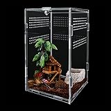 Reptile Fütterungsbox, 12cm x 12cm x 20cm Tragbares Terrarien für Reptilien und Amphibien, Transparente Acryl Reptilienzuchtbox für Eidechse, Spide, Hornfrosch, Käfer