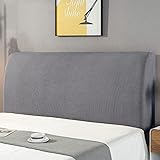 Kamanan Kopfteilbezug für Bett Bettkopfteil Hussen Bett Kopfteil Bezug Stretch Bett Kopfteil Husse Einfarbig Staubhülle Elastische ür Gepolsterte Schlafzimmer Kopfteil 180-190cm (Grau)