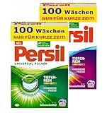 Persil Universal + Color Pulver, Vollwaschmittel + Colorwaschmittel 200 (2x 100 Waschladungen) mit Tiefenrein-Plus Technologie bekämpft hartnäckigste Flecken für strahlende Reinheit