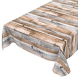 ANRO Tischdecke Wachstuch abwaschbar Wachstuchtischdecke Wachstischdecke Holz Diele Grau-Braun 100x140cm