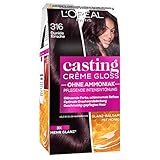 L'Oréal Paris Coloration ohne Ammoniak und ohne Silikone, Pflegende Intensivtönung mit Glanz-Reflex-Balsam, Casting Crème Gloss Haarfarbe, Nr. 316 Dunkle Kirsche, 1 Stück