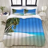 Yaoni Bettbezug, Strand Blue Ocean Landschaft Tropische Palme Sommer Hawaii Urlaub, Bettwäsche-Set Ultra Bequeme leichte Luxus-Mikrofaser-Sets