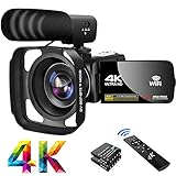 DESERTI BRANDS Videokamera Camcorder 4K 56MP WiFi IR Nachtsicht Videokamera 18X Digitalzoom 3,0'' IPS-Touchscreen Vlogging Kamera für YouTube mit Mikrofon, Gegenlichtblende