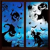 UMIPUBO Halloween Fensterbilder Geist Erfledermaus Aufkleber Halloween Dekorationen Doppelseitiger Druck Fenster Aufkleber DIY Glastüren und Fenster Halloween Deko