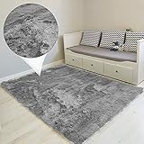 Amazinggirl Hochflor Teppich wohnzimmerteppich Langflor 160 x 230 cm - Teppiche für Wohnzimmer flauschig Shaggy Schlafzimmer Bettvorleger Outdoor Carpet Grau