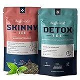 Premium Tee Set zum Abnehmen - Detox Tee & Skinny Tee - 28 Tage Entgiftung und Entschlackung - Ohne Zusatzstoffe - 100% Natürlich & Vegan - Mit Brennessel, Löwenzahn & Grüner Tee - 56 Teebeutel