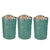 Schramm® 3 Stück Gartensäcke 300L Grün Robusten Polypropylen Gewebe PP Gartensack Garten Sack Säcke Grünschnitt Gartenabfall Big Bag 3er Pack