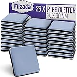 Filzada® 26x Teflongleiter Selbstklebend - 30 x 30 mm (eckig) - Profi Möbelgleiter/Teppichgleiter PTFE (Teflon)