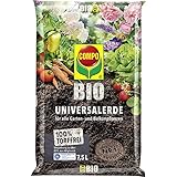 COMPO BIO Universal-Erde für Zimmerpflanzen, Ideal auch als Gemüseerde, für Obst und als Kräutererde, Torffrei, Kultursubstrat, 7,5 Liter, Braun