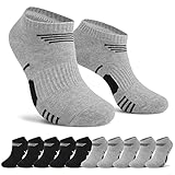 NUOZA 10 Paar Sneaker Socken Herren Damen Kurze Sportsocken Baumwolle Laufsocken Atmungsaktive Unisex Halbsocken Multipack-Schwarz Grau-47-50