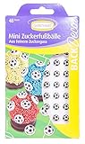 Günthart BackDecor | 48 Mini Zucker Fußbälle | Zucker Fußball aus feinem Zuckerguß | Soccer | Sport Party Deko | schwarz | weiß | 1er Pack (1 x 8 g)