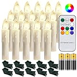 SWANEW 30x LED Weihnachtsbaumkerzen Kabellos Bunt LED Weihnachtskerzen mit Fernbedienung Batterien LED Kerzen Flammenloses Timerfunktion Flackern