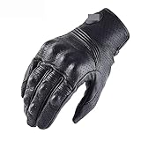 DAPERCI Herren Motorradhandschuhe Leder Offroad Reithandschuhe Retro Schwarz Fahrradhandschuhe Reitschutzausrüstung Sommer und Winter Motorrad-Handschuhe (Color : Perforated)