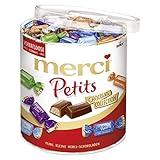 merci Petits Chocolate Collection – 1 x 1000g – Mix aus nicht gefüllten und gefüllten Schokoladen-Spezialitäten in praktischer Runddose