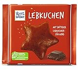 Ritter Sport Lebkuchen, Vollmilchschokolade gefüllt mit saftigem Lebkuchen, weihnachtliche Schokolade mit Lebkuchengebäck, 100g