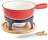 Rosenstein & Söhne Fondue: Käsefondue-Set aus emailliertem Gusseisen, Ø24 cm (Fondue Topf)