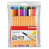 Fineliner - STABILO point 88 - 30er Pack - mit 30 verschiedenen Farben inklusive 5 Neonfarben