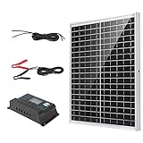 Nicesolar 20W Solarpanel 12V Monokristallines Solarmodulsystem-Set, 20 Watt Solarpanel mit 20 A Laderegler für netzunabhängige 12 Valt Energieladung für Camping, Wohnwagen