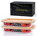 Grünhirsch 5 in 1 Aufschnittbox stapelbar aus Glas 1,6L - [2er Set] Wurstbox Kühlschrank - Perfekt als Wurstbehälter, Käsglocke, Frischhaltedosen