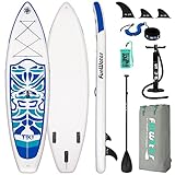 FunWater Aufblasbares Stand Up Paddle Board 320x83x15cm SUP für alle Schwierigkeitsgrade Alles Inklusive Paddling Board, ADJ Paddel, Pumpe, ISUP Reiserucksack, Leine, wasserdichte Tasche