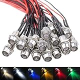 WayinTop 18 Stücke 8mm LED Kontrollleuchten 12V Signalanzeige Signallampe Meldeleuchte für Auto Boot Schiff Fahrzeug (Weiß/Warmweiß/Rot/Blau/Grün/Gelb)