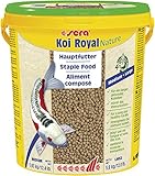 sera 07123 Koi Royal Nature Medium (4 mm) 21 Liter - Hauptfutter bzw. Koifutter für ein ausgewogenes Wachstum von Koi zwischen 12 und 25 cm, Futter ohne Farb- & Konservierungsstoffe