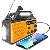 Topsics 8000mAh Kurbelradio Notfall, Outdoor Solar Radio für Camping, SW/AM/FM Notfall Klein Radio mit Taschenlampe/SOS/Leselicht, Tragbar Radio Unterstützung Type-C Aufladen