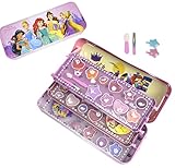 Markwins Disney Princess Schminkdose - 3-stufige Kosmetikdose mit verschiedenen Lipgloss- und Lidschattenfarben, Schimmer-Puder, Haarspangen und Applikator